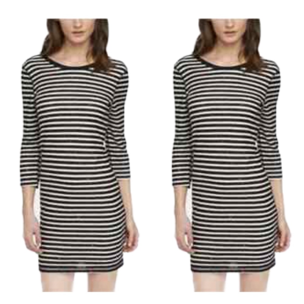 Express Black White Striped Crewneck Dress